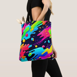 Bolso De Tela Neon Splatter Flow Art