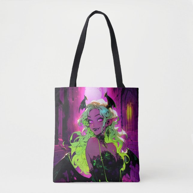 Bolso De Tela Neon Succubus Demon Anime Chica (Anverso)