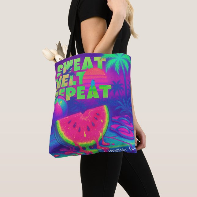 Bolso De Tela Neon Summer Retro Futuro Tropical 80 (Detalle)