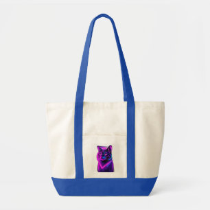 Bolso De Tela Neon Synthwave Cat Art