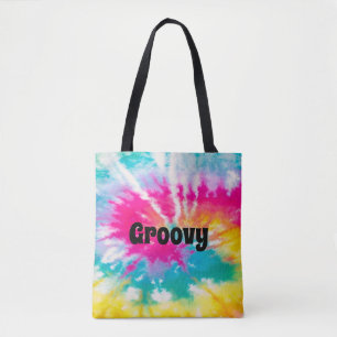 Bolso De Tela Neon Tie Dye Groovy Personalizado