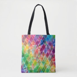 Bolso De Tela Neon Tie Dye Watercolor Harlequin Argyle