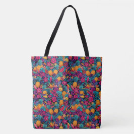Bolso De Tela Neon Tropical Fruit Flower Tote Bag - Pineapple