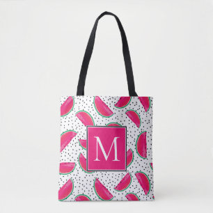 Bolso De Tela Neon Watermelon on Seeds Pattern