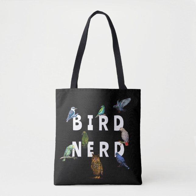 Bolso De Tela NERD de AVE, loros, búho, palomas, kookaburra (Anverso)