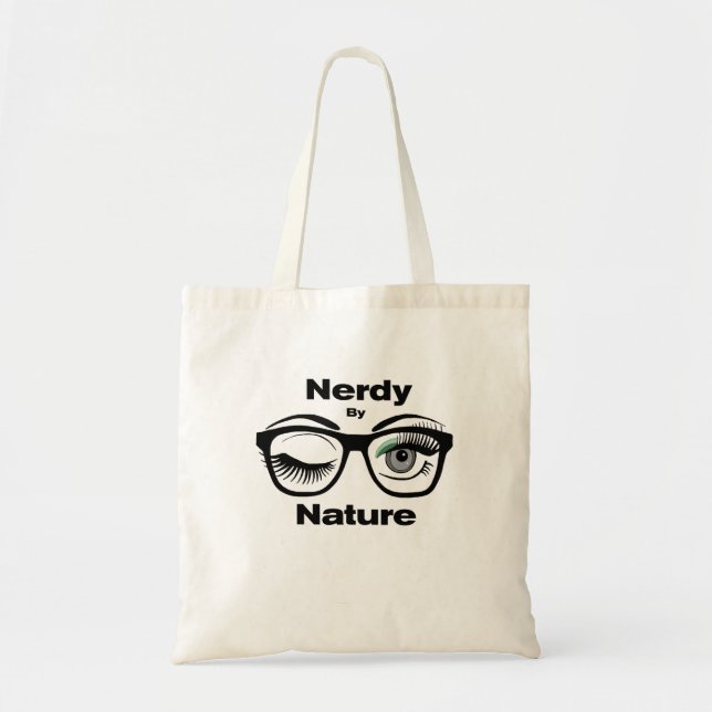 Bolso De Tela Nerdy by Nature Funny Geek Design with Glasses (Frente)