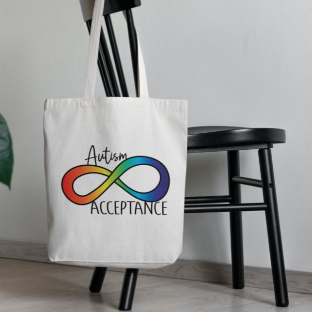 Bolso De Tela Neurodiversidad Autismo Aceptación Botón Arcoiris (Subido por el creador)