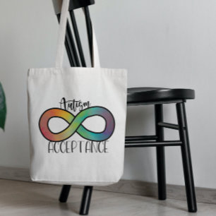 Bolso De Tela Neurodiversidad Autismo Aceptación Botón Arcoiris