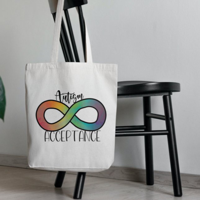 Bolso De Tela Neurodiversidad Autismo Aceptación Botón Arcoiris (Subido por el creador)