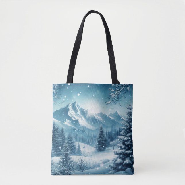 Bolso De Tela Nevada Winter Mountain (Anverso)