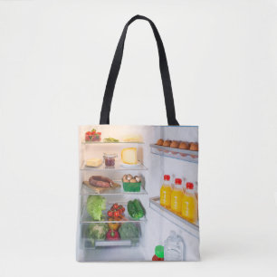Bolso De Tela Nevera abierta llena de comida
