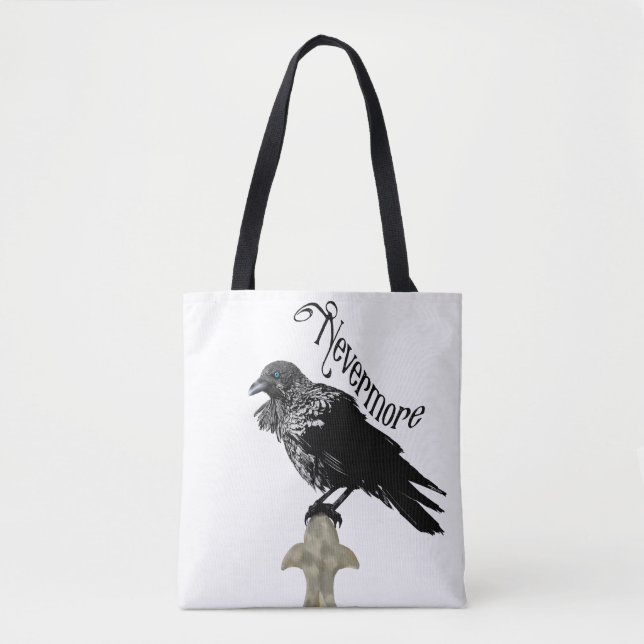Bolso De Tela Nevermore Raven (Anverso)