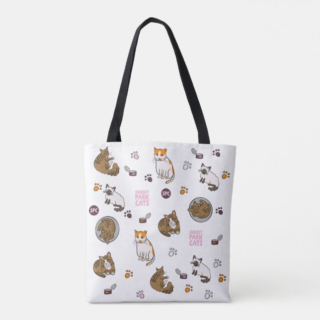 Bolso De Tela New | Doodles Tote | Sunset Park Cats | Rescue (Reverso)