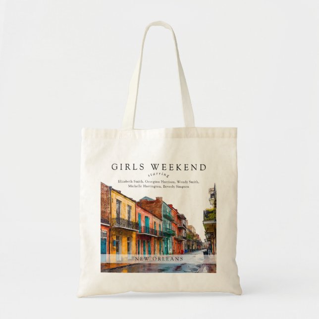 Bolso De Tela New Orleans  Watercolor Girls Weekend (Frente)