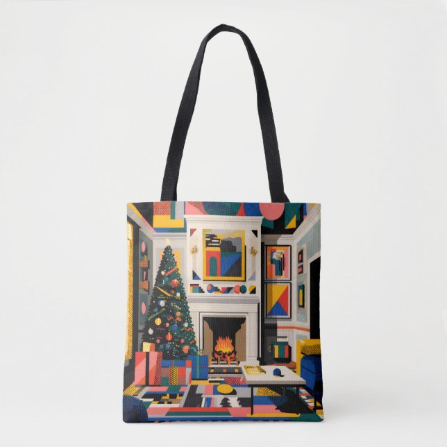 Bolso De Tela New Wave 1980s Pop Art Christmas Tote (Anverso)