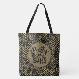 Bolso De Tela New Year Celebrate,Party in Style,Black Gold  Art