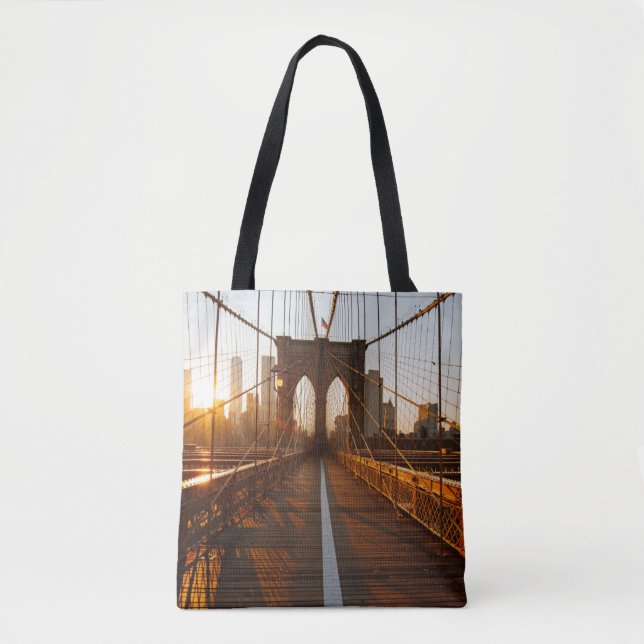 Bolso De Tela New York City Brooklyn Bridge Sunrise (Anverso)