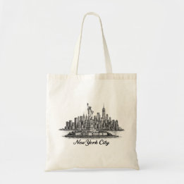 Bolso De Tela New York City Skyline Line Art Illustration