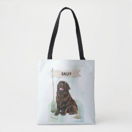 Bolso De Tela Newfoundland Watercolor Personalized Dog
