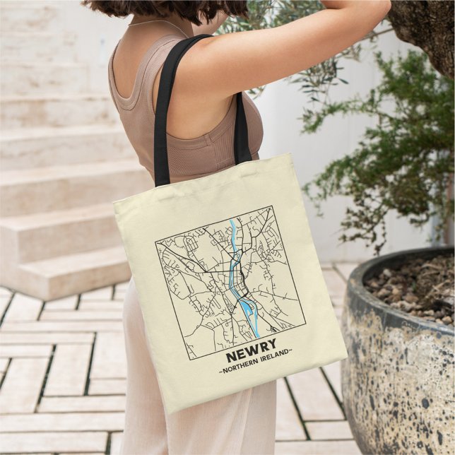 Bolso De Tela Newry, Northern Ireland City Map Tote Bag (Subido por el creador)