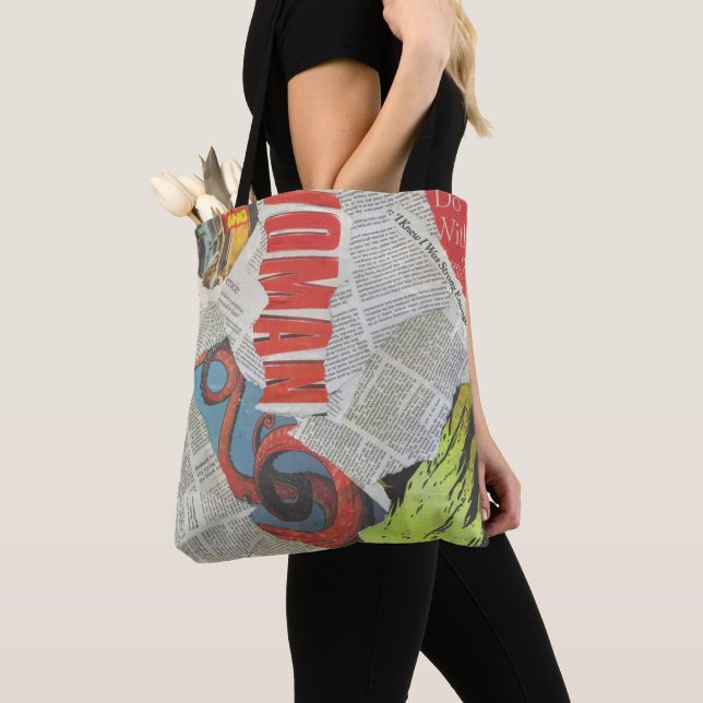 Bolso De Tela Newspaper Collage Tote Bag (Detalle)