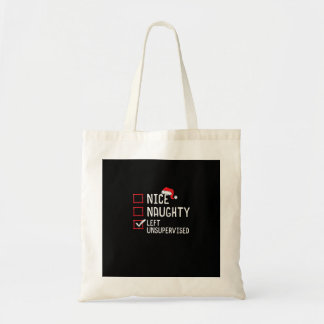 Bolso De Tela Nice Naughty Left Unsupervised Christmas List 