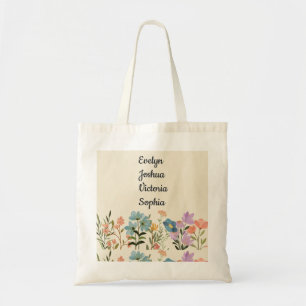 Bolso De Tela Nietos personalizados Nombres flores silvestres