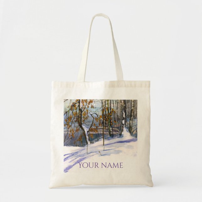 Bolso De Tela Nieve caída Watercolor (Frente)