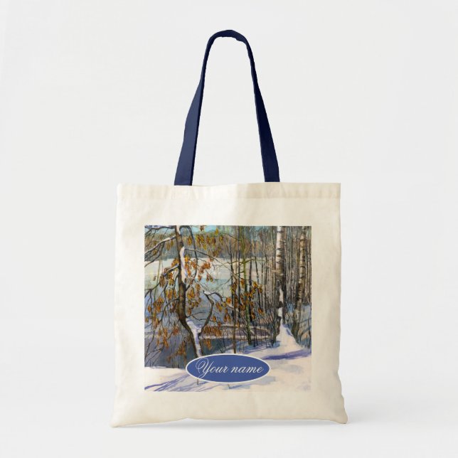 Bolso De Tela Nieve caída Watercolor (Frente)