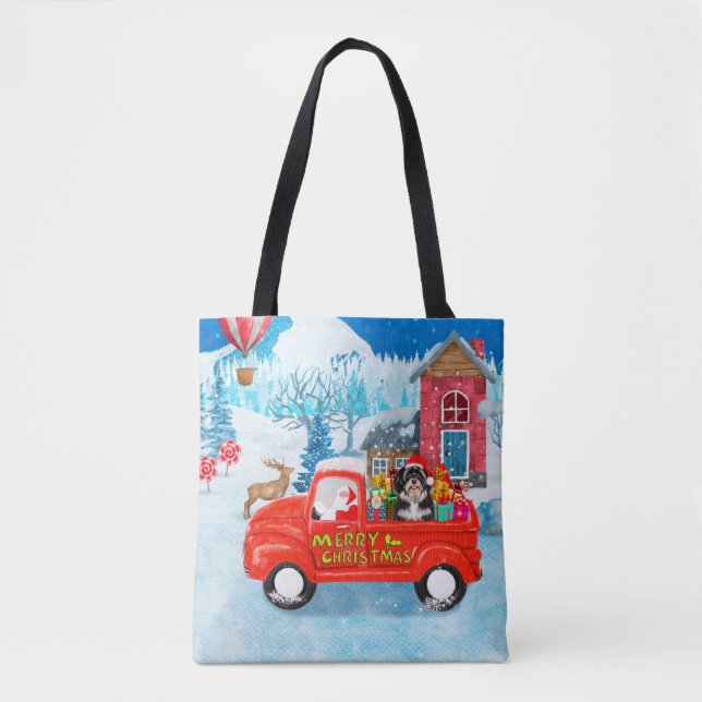 Bolso De Tela Nieve de camión de Navidades de perro de La Habana (Anverso)