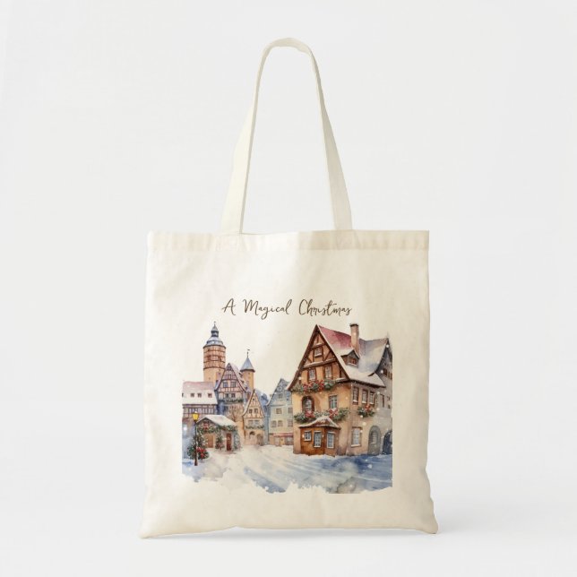 Bolso De Tela Nieve en las casas de los navidades (Frente)
