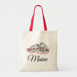 Bolso De Tela Nieve feriada para Navidades de invierno con aves 