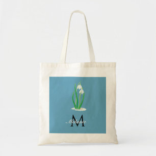 Bolso De Tela Nieve Flores Personalizado Primavera Monograma