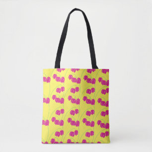 Bolso De Tela Nieve rosa gotas amarillas florales