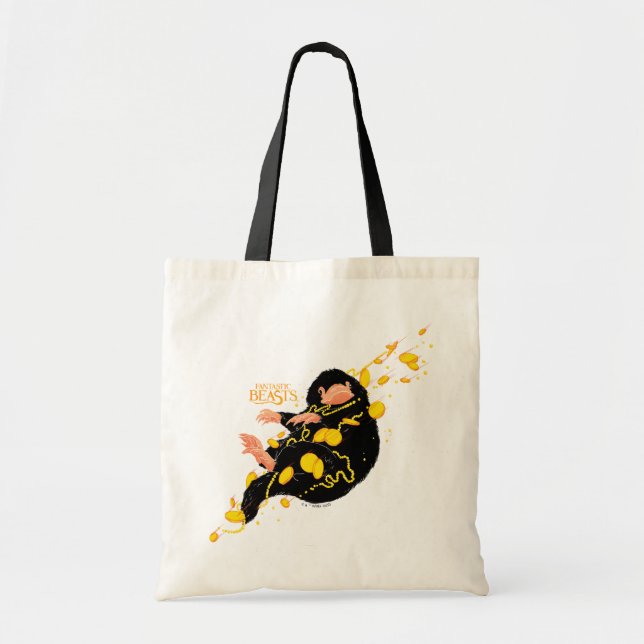 Bolso De Tela Niffler Flotando Con Oro (Frente)