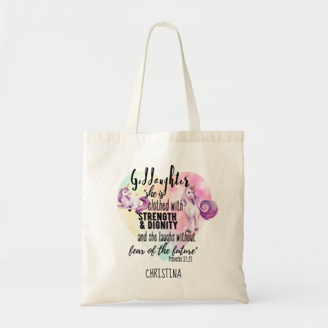 Bolso De Tela Niña adolescente da regalo de Unicornio rosa (Frente)