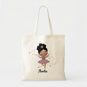 Bolso De Tela Niña bailando bailarina con corona, oro Rosa