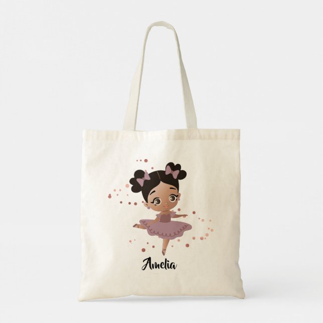 Bolso De Tela Niña bailando Ballerina con arcos, oro Rosa (Reverso)