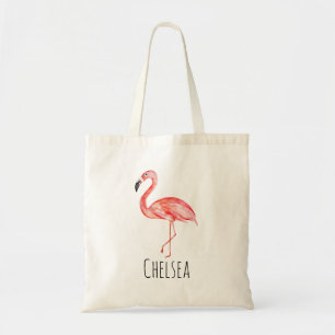 Bolso De Tela Niña Bebé Color de Agua Tropical Flamingo Nombre
