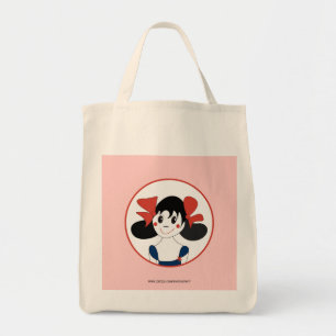Bolso De Tela Niña Bonita con Lazos Rojos Ilustración Infantil