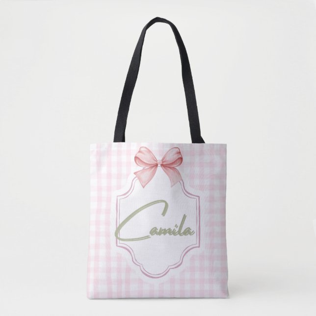 Bolso De Tela Niña Camila Bebé Personalizada Bow&Gingham (Anverso)