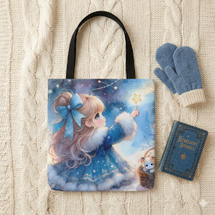 Bolso De Tela Niña caprichosa que mira las estrellas al estilo a