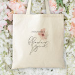 Bolso De Tela Niña color de agua rosa de flor personalizada<br><div class="desc">Sencilla y moda Flor Niña tote boda reconocimiento de bolso de con una letra manuscrita respaldada por una suave flor color agua pastel en un polvoriento rosa rosado y personalizado con su nombre. OPCIONES: se muestra en el estilo básico Tamaño medio: hay disponibles otros tamaños y estilos en la página...</div>