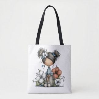 Bolso De Tela Niña con Flores