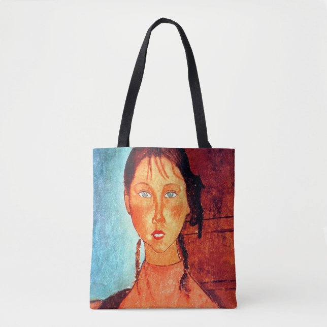 Bolso De Tela Niña con trenzas, Modigliani (Anverso)