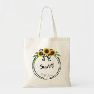Bolso De Tela Niña de flores de invierno de girasol