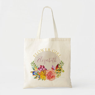 Bolso De Tela Niña flor con nombre Bouquet floral