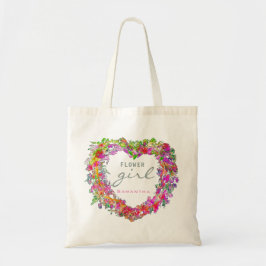 Bolso De Tela Niña Flor Guión de moda Watercolor Corazón Wreath