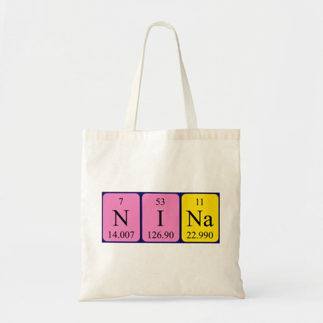 Bolso De Tela Nina nombre de tabla periódica aleta (Frente)