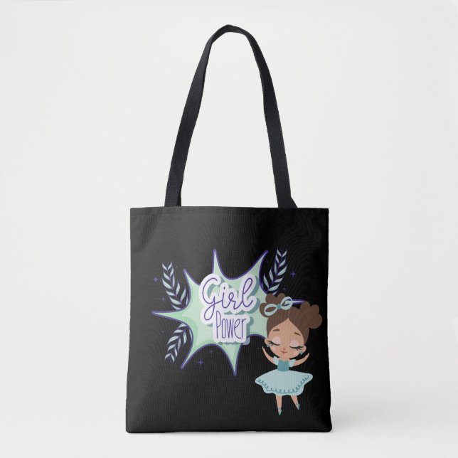 Bolso De Tela Niña pequeña, chica de energía bebé negro (Anverso)